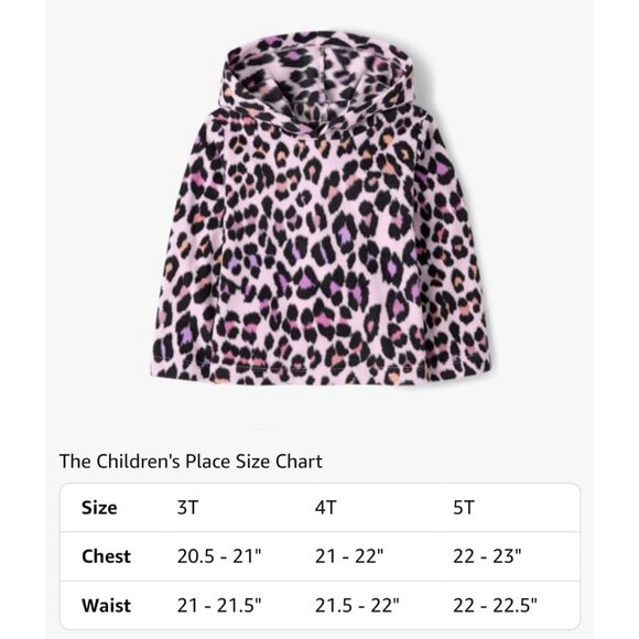 Leopard Print Fleece Hooded Pullover For Toddler Girls - Childrens Place - Picture 2 of 3